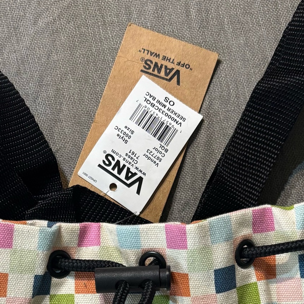 Vans Multicolor Checkered Drawstring Backpack Tote - Picture 4 of 4